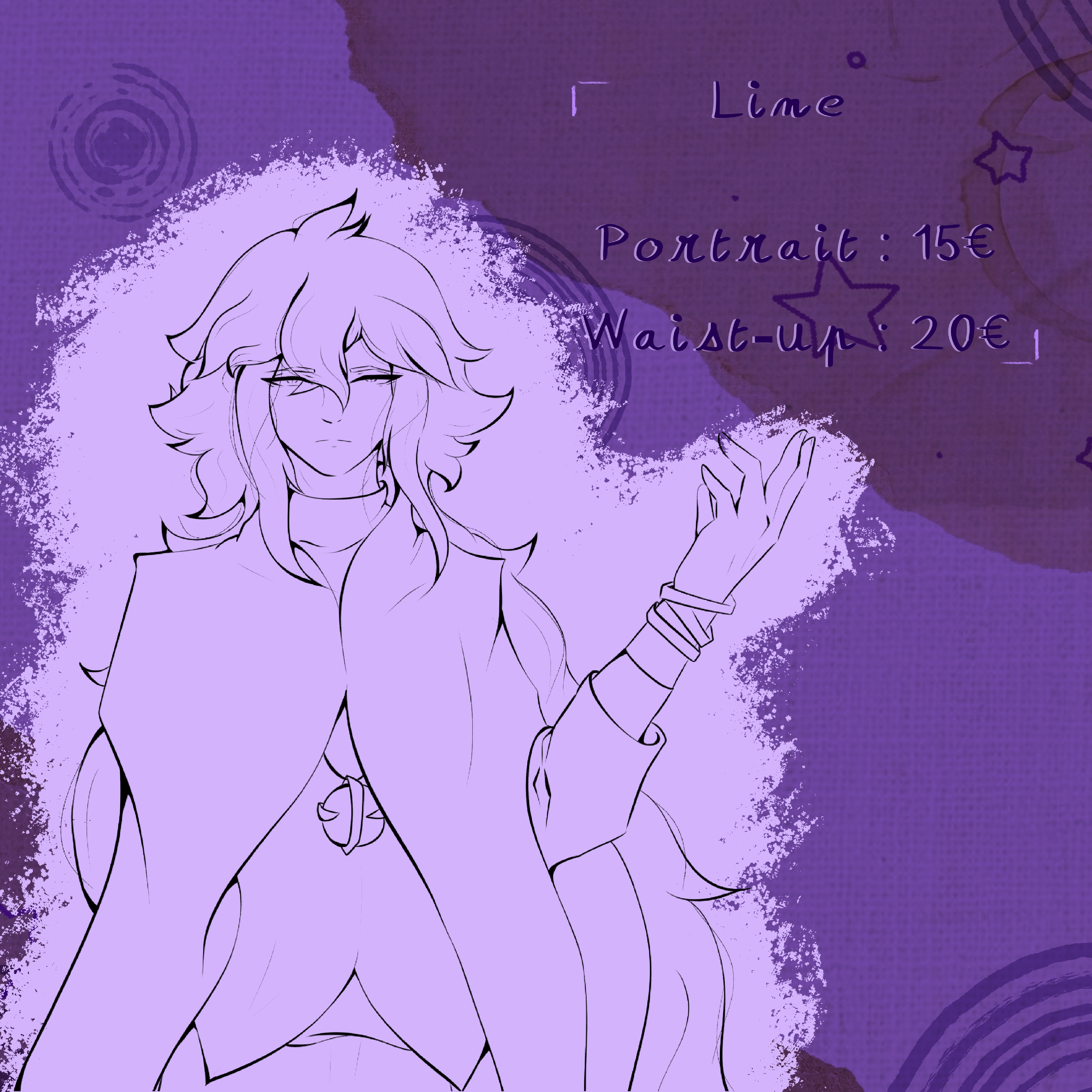 Illustration mi-corps floral ligne claire par TheDeadeDane – elegant lineart commission